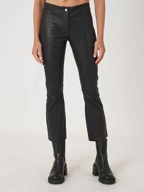REPEAT Cropped Bootcut Leather Pants